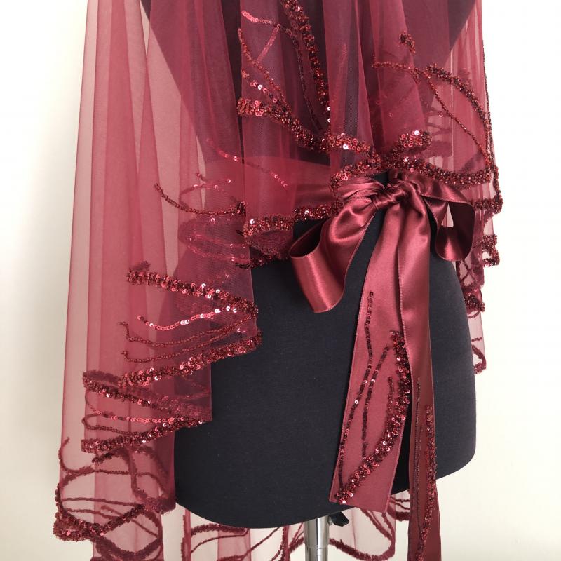 Butik  Duvak Kuşak Takımı -Bordo-