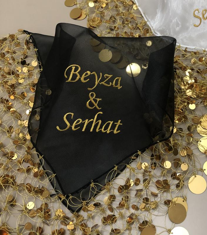 YoğunPullu isimli Gelin Mendili -Siyah-