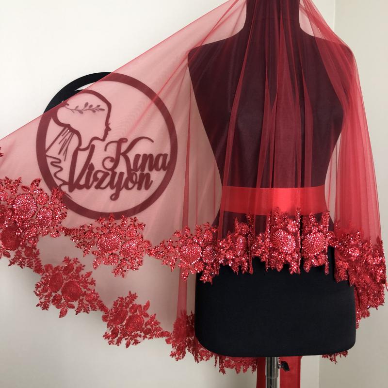 Katre Duvak Kuşak Eldiven  Set - Kırmızı -