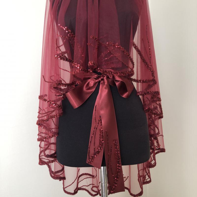Butik  Duvak Kuşak Takımı -Bordo-