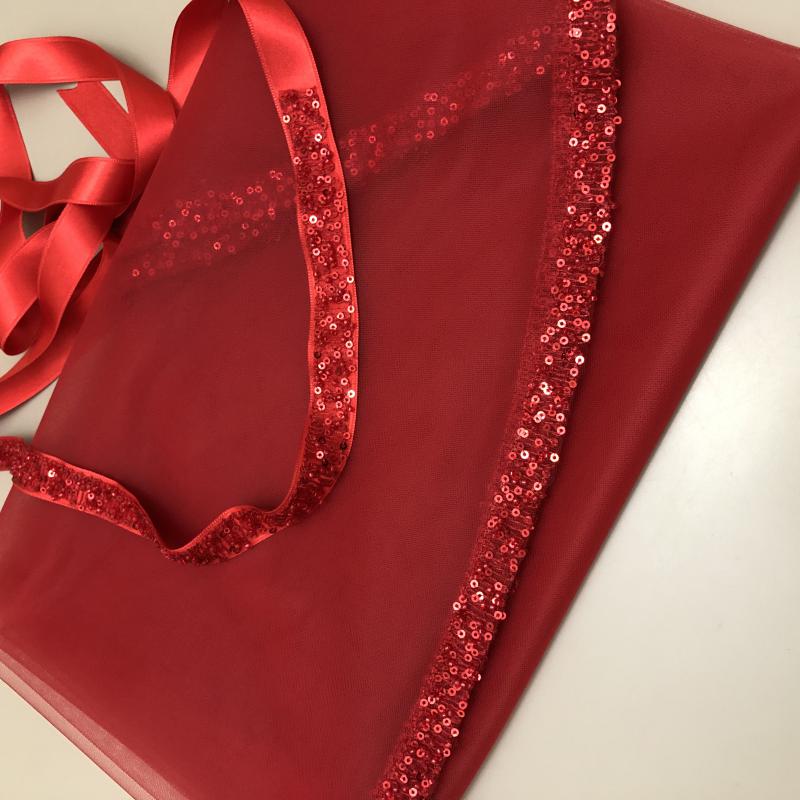 Zarif İşlemeli Duvak Kuşak -Kırmızı-