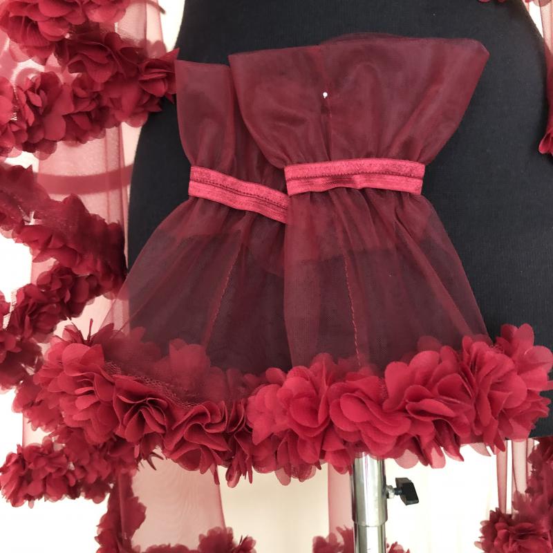 Lazer Çiçekli  Set -Bordo-