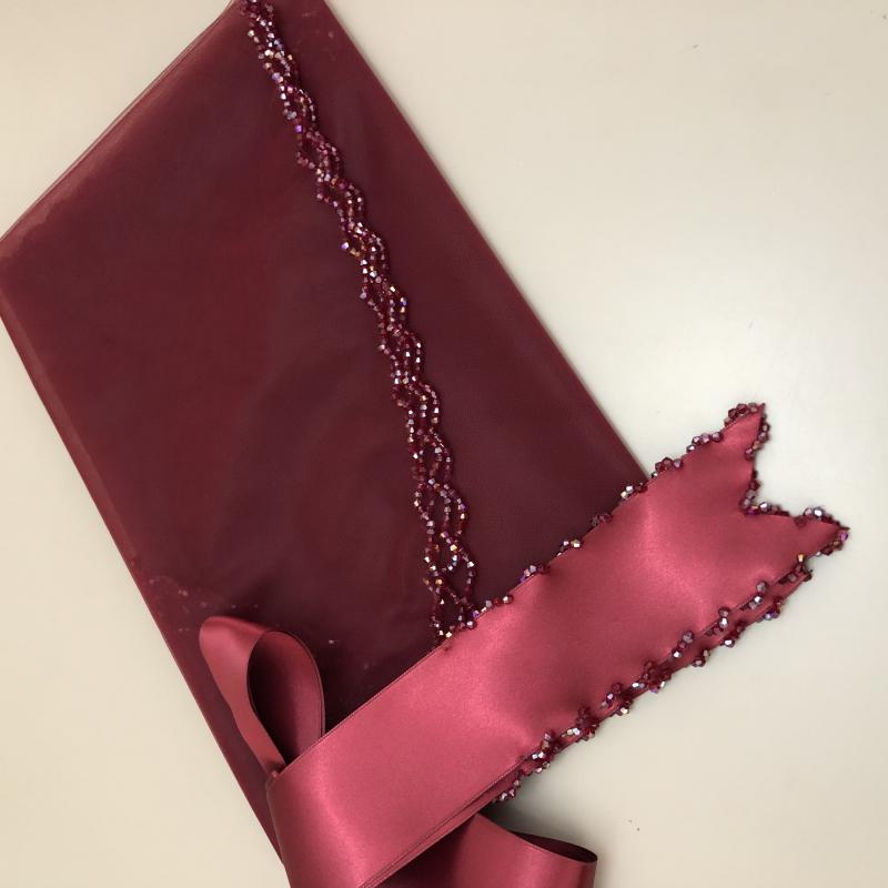 Crystal Duvak Kuşak -Bordo-