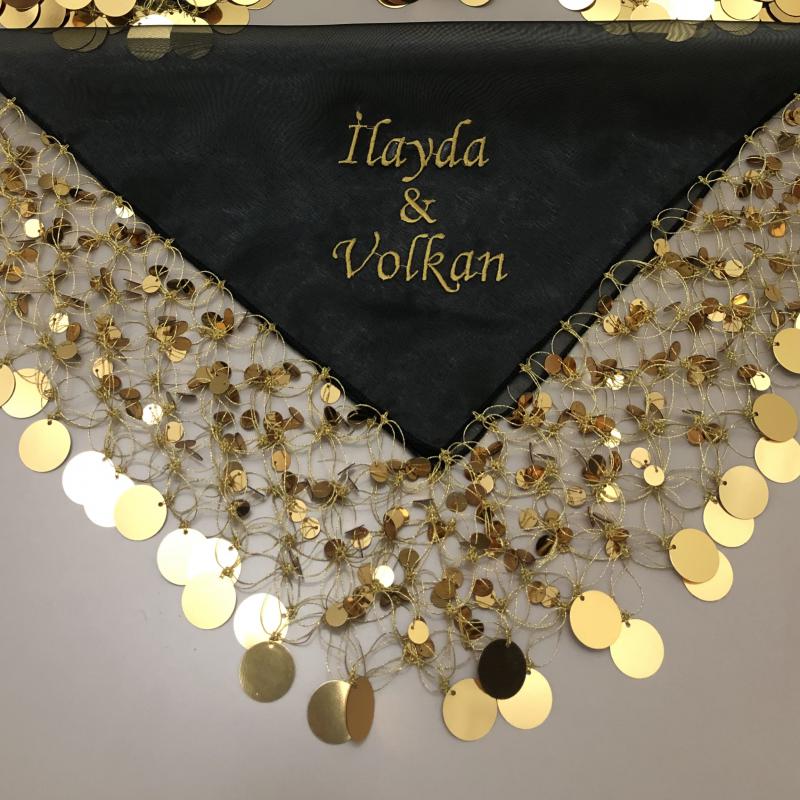 YoğunPullu isimli Gelin Mendili -Siyah-
