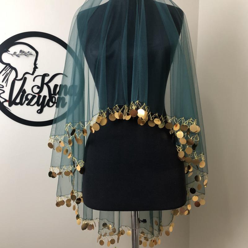 Pullu Duvak Eldiven-Zümrüt Yeşili-