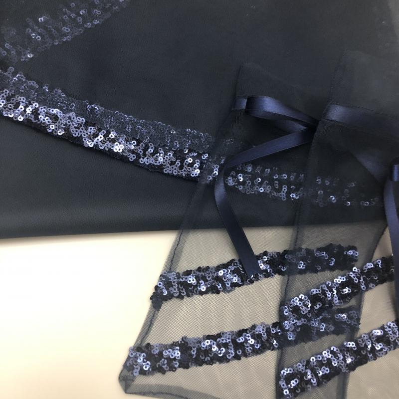 Payetli  Duvak Eldiven Takımı  - Lacivert-