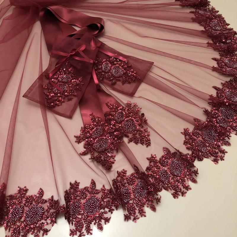 Katre Duvak Kuşak Eldiven  Set - Bordo -