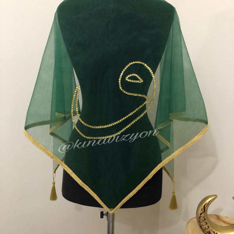 Vav Harfli Damat Örtüsü -Gold Kenar-