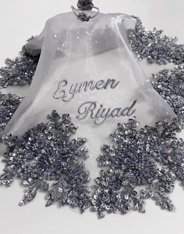 Katre Gelin Mendili -İsimli-Gri Gümüş-