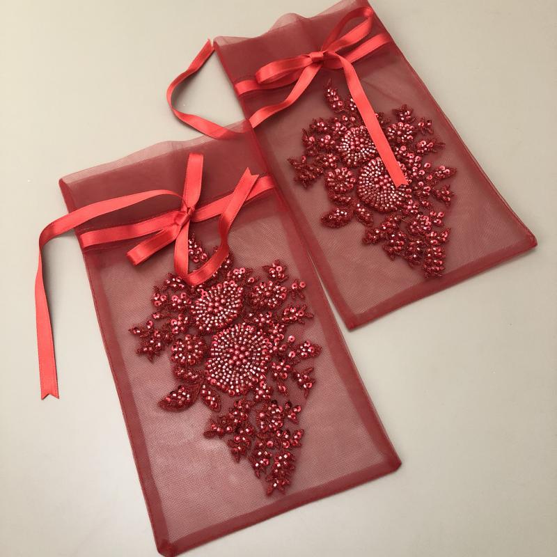  İşlemeli Eldiven- Kırmızı-