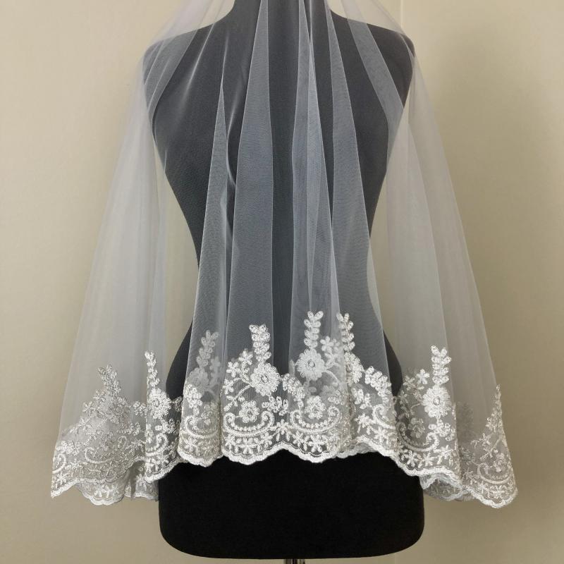 Romantik Duvak Ve Eldiven Set  -Gümüş-