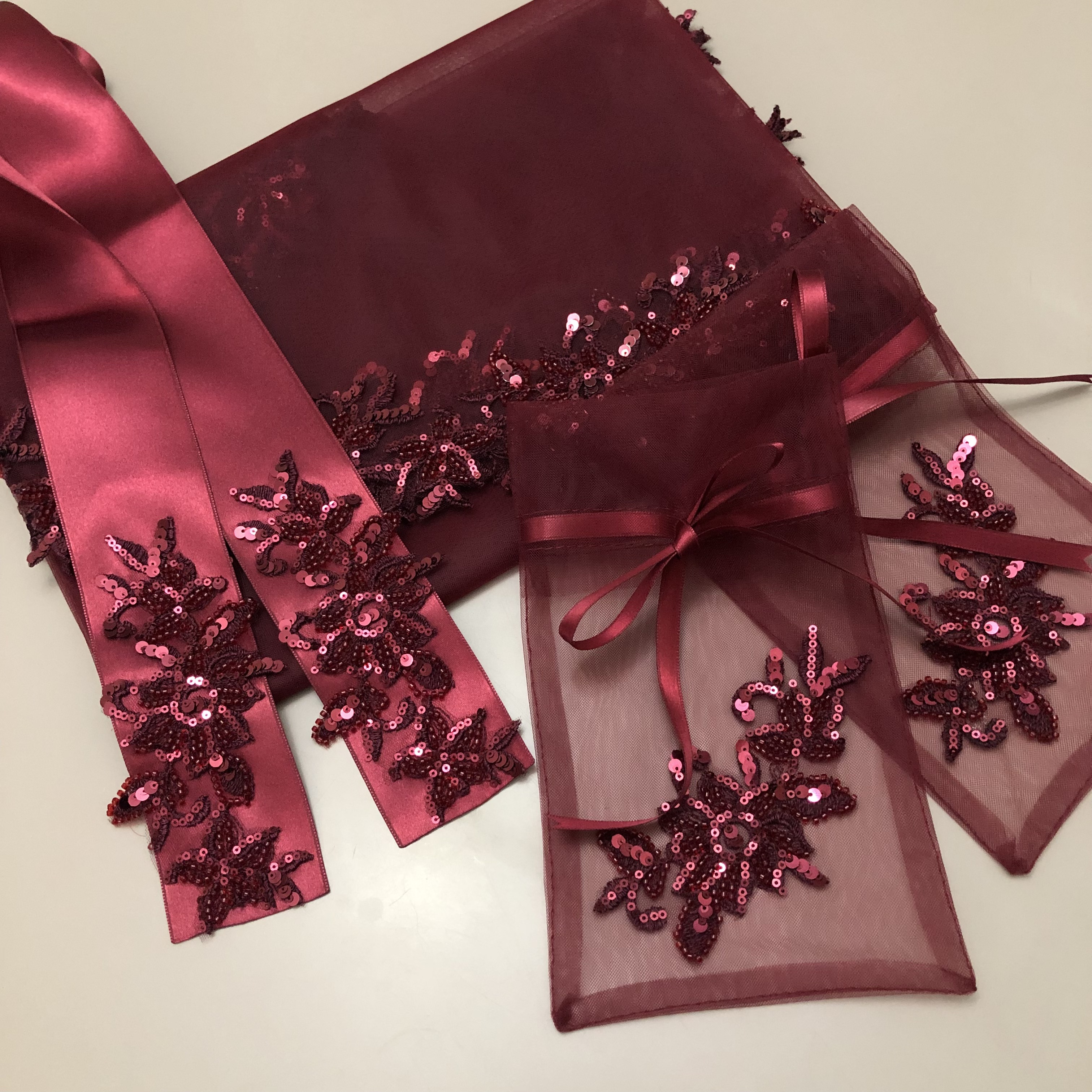 Lotus Duvak  Set -Bordo-