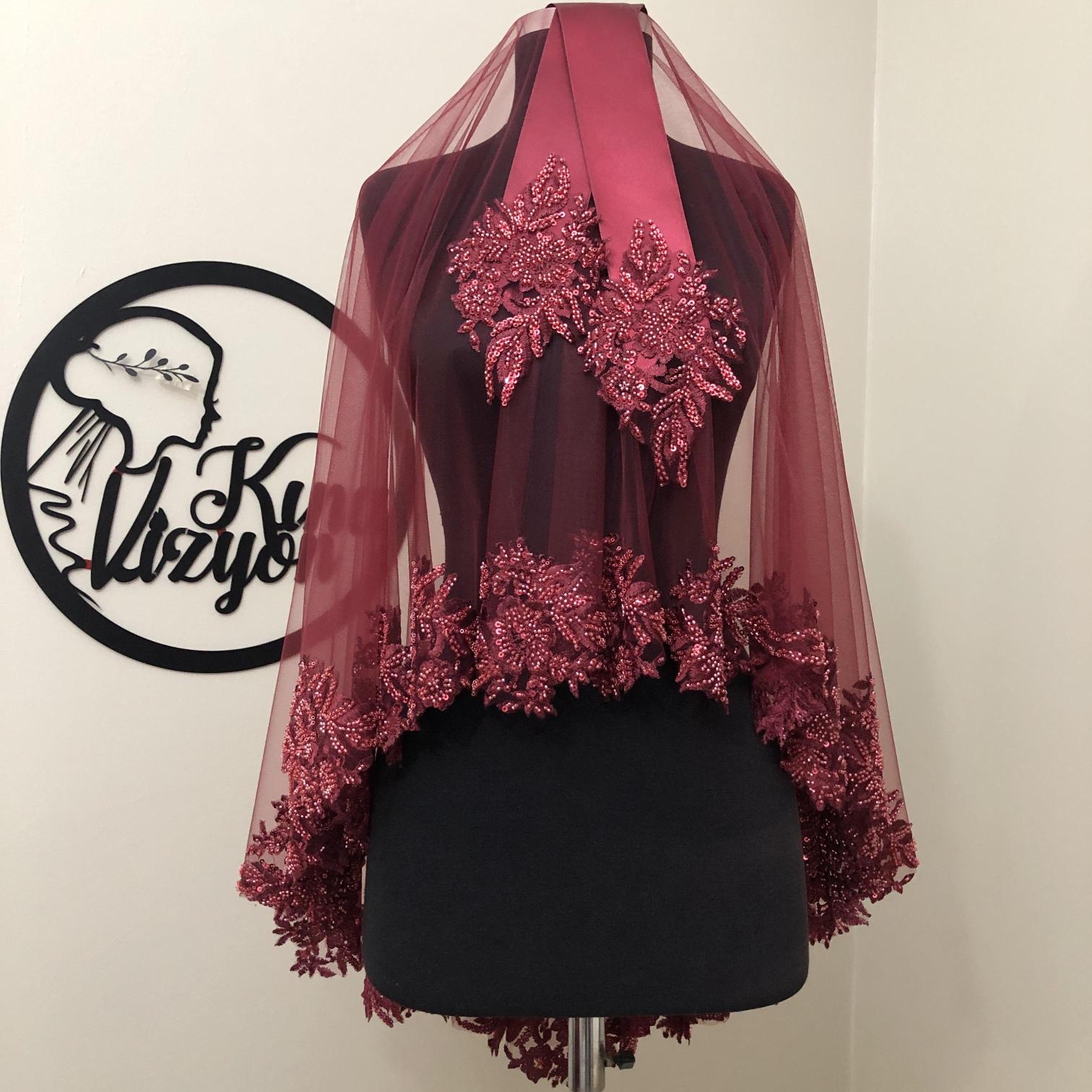 Lalezar Duvak Kuşak Takımı -Bordo-