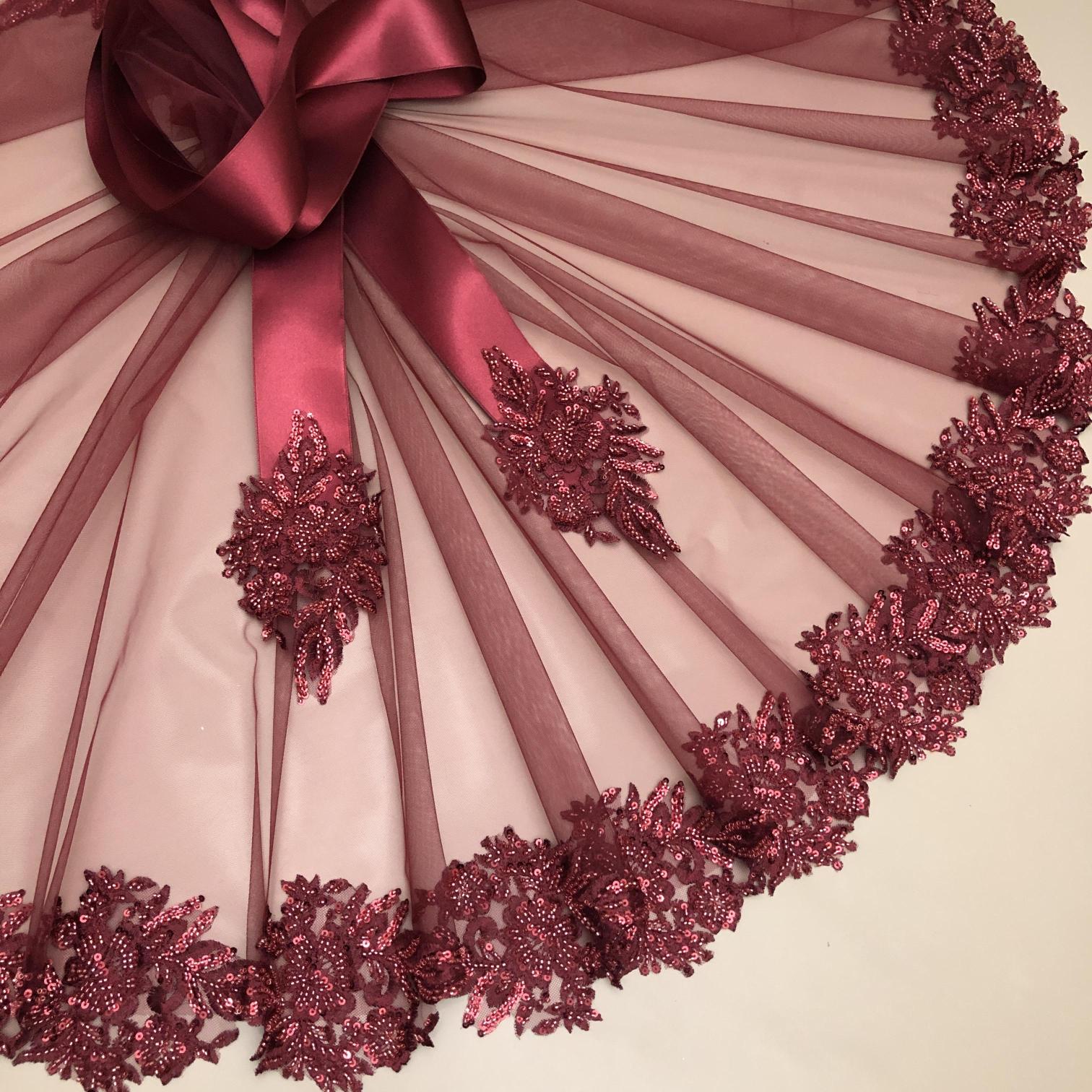 Lalezar Duvak Kuşak Takımı -Bordo-