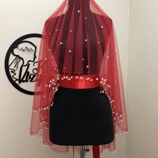 İncili Duvak Kuşak -Kırmızı-